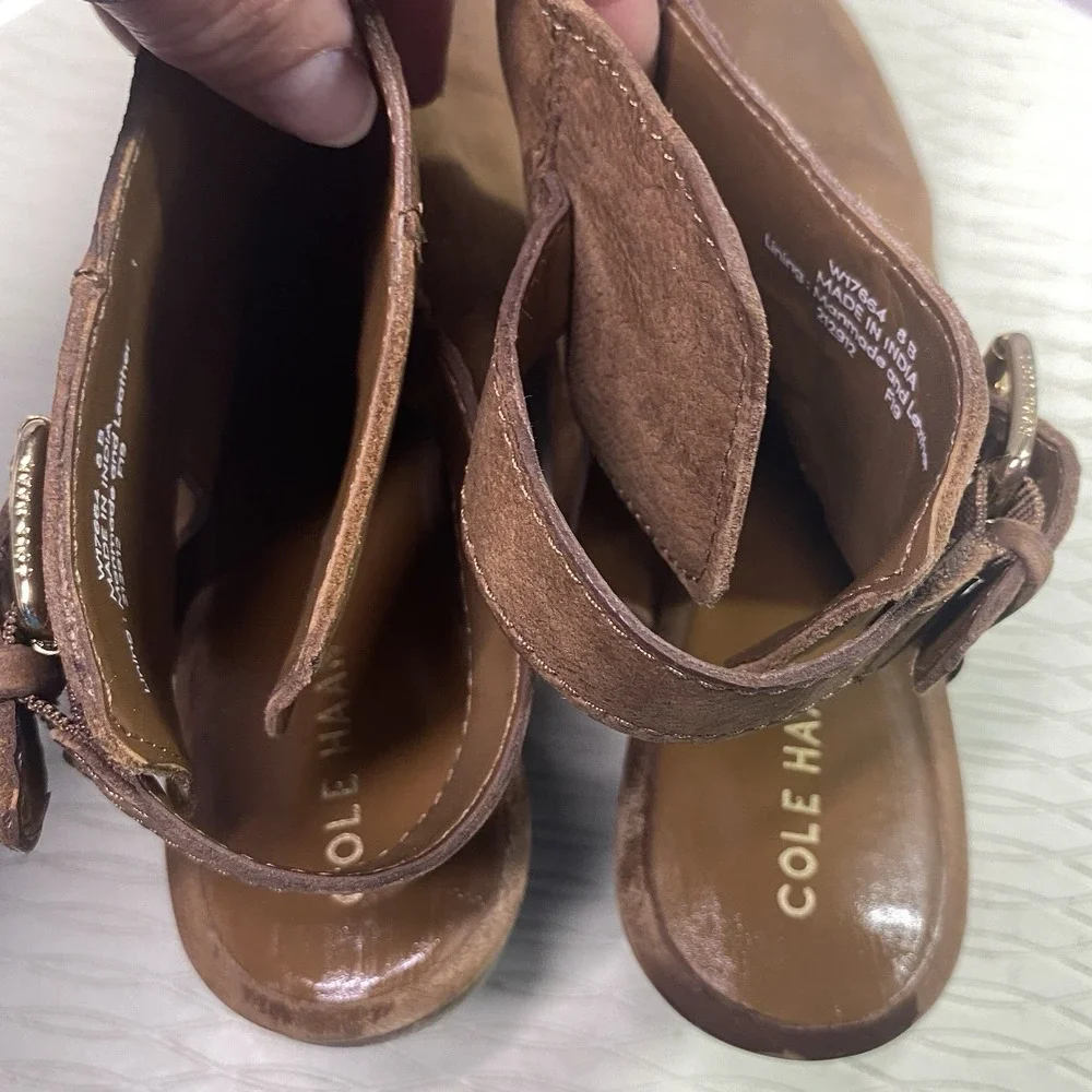 Cole Haan Pippa Womens Brown Leather Booties Sling Back Ankle SZ‎ 8